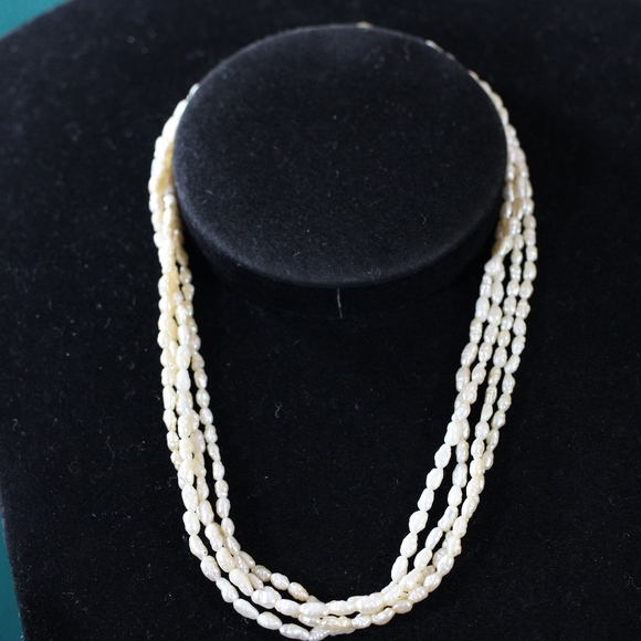 White Freshwater Seed Pearl Necklace Bracelet Set - Picture 1 of 8